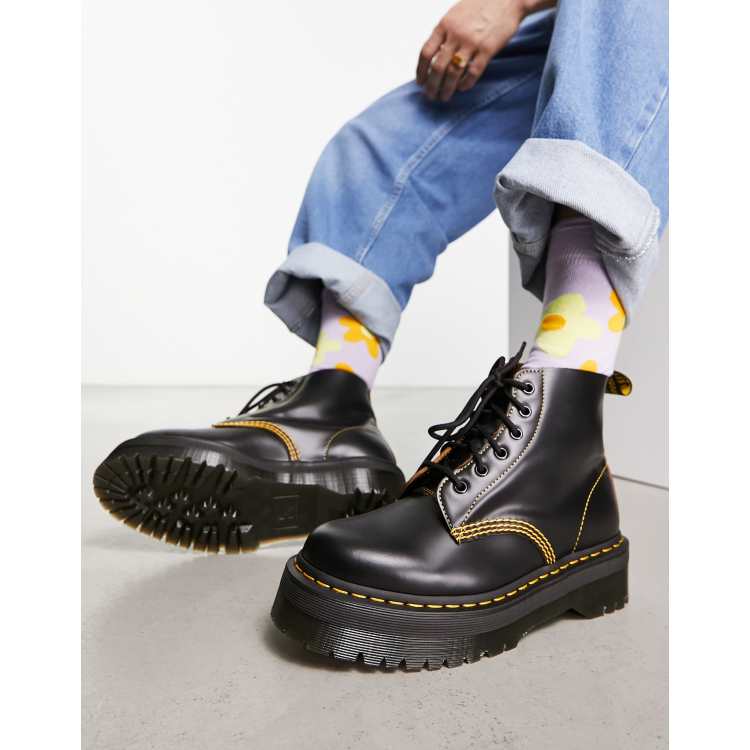 Dr Martens 101 ub quad 6 eye boots black vintage smooth leather ASOS