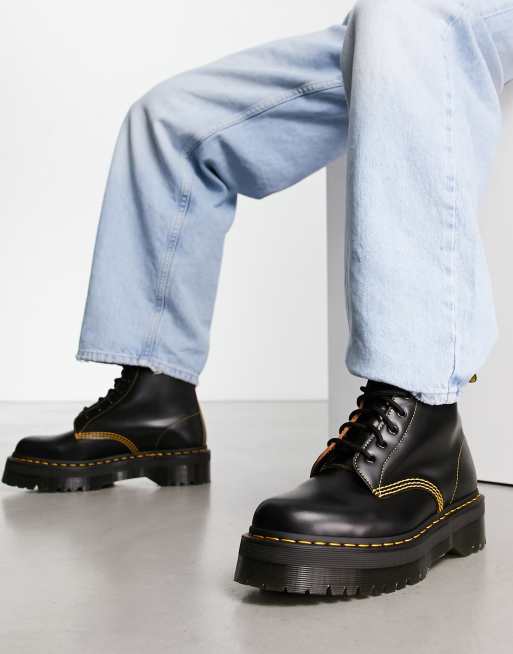 Dr Martens 101 ub quad 6 eye boots in black vintage smooth ASOS