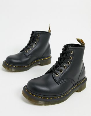 Dr Martens 101 Vegan 6 eye boots in black   - ASOS Price Checker