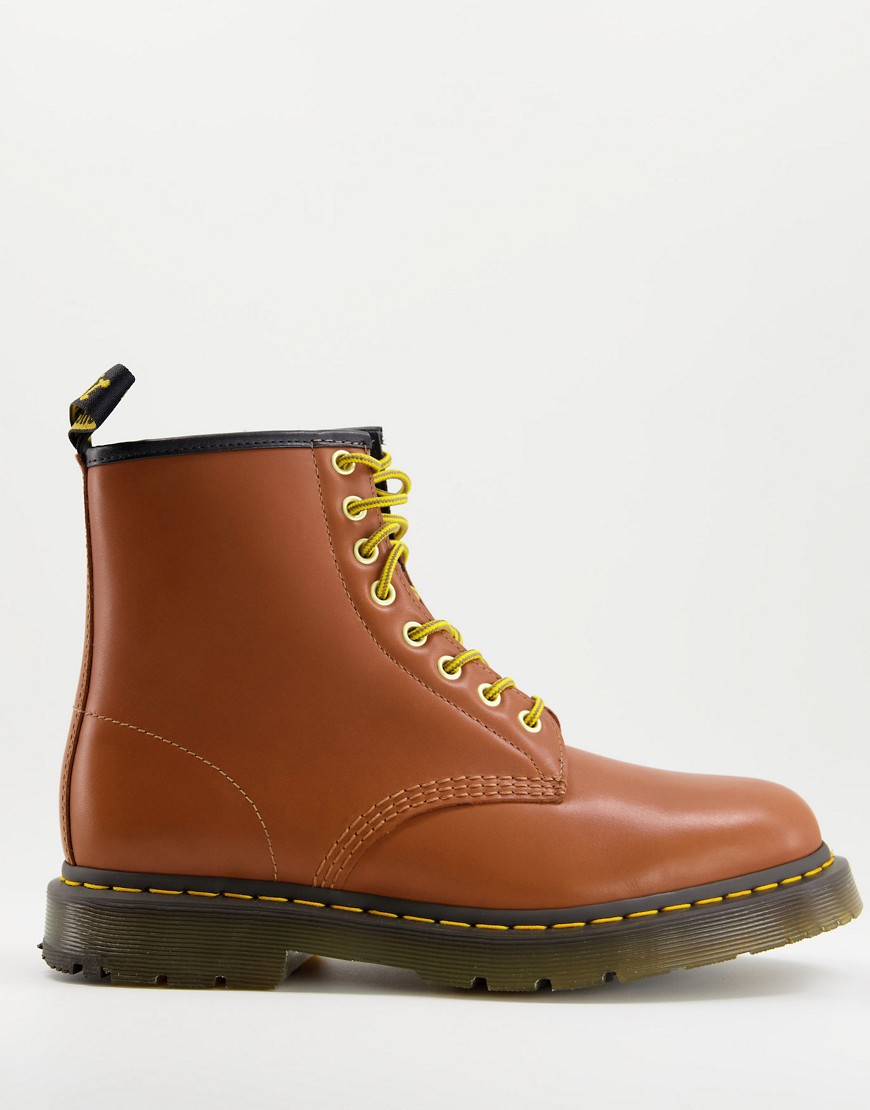 dr martens 1460 8 eye boots fur lined tan-brown