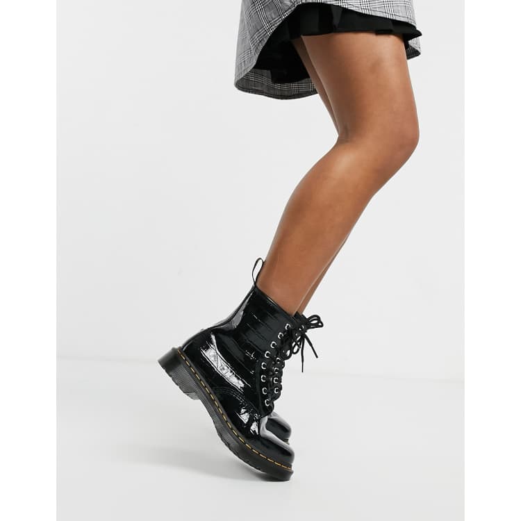 Black croc best sale doc martens