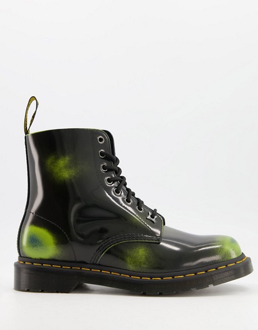 Dr Martens 1460 8 eye boots in black and green leather