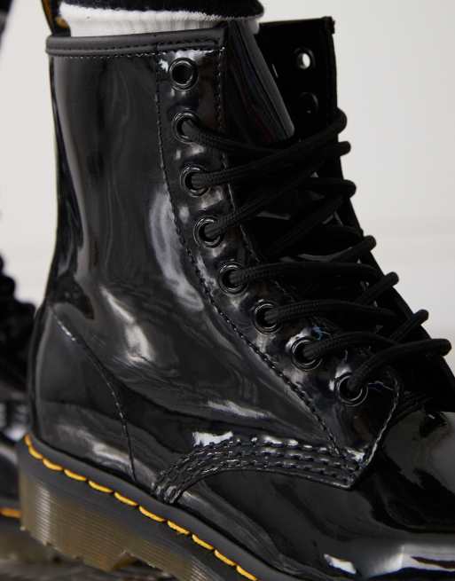 1460 Women's Patent Leather Lace Up Boots in Black