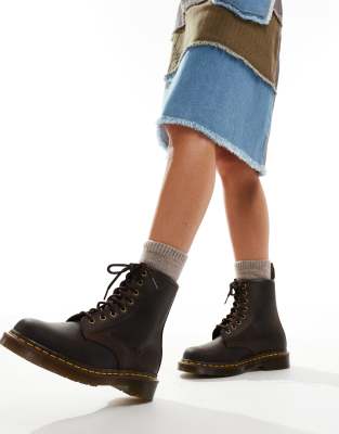 Dr Martens 1460 8 eye boots in dark brown crazy horse