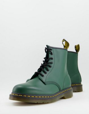 Dr Martens 1460 8 Eye Boots In Green Smooth
