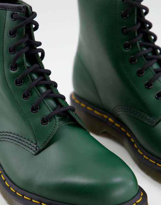 Dr Martens 1460 8 Eye Boots In Green Smooth ASOS