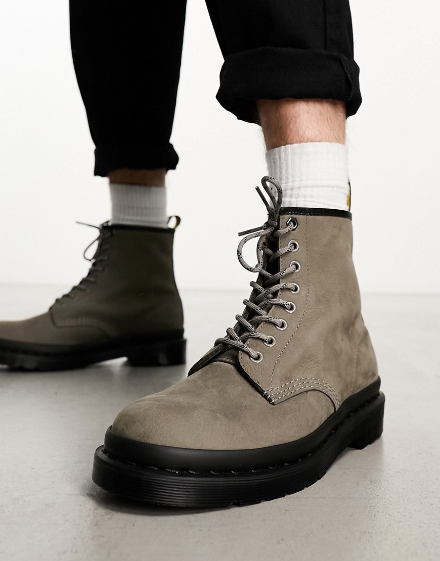 Dr. Martens' 1460 8 Eye Boots In Nickel Gray Nubuck Leather