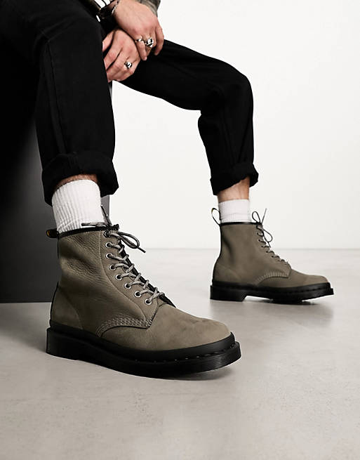 Dr Martens 1460 8 eye boots in nickel gray nubuck leather