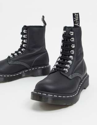 dr martens 1460 silver chrome flat ankle boots