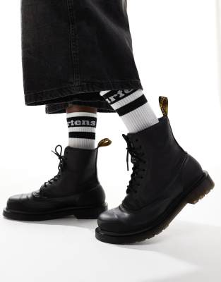 Dr martens black 8 eyelet boots on sale