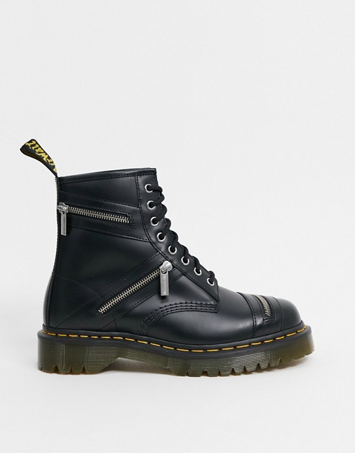 Dr Martens 1460 bex 8 eye boot with zips in black