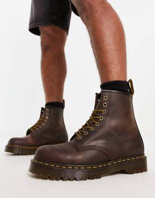 DR. MARTENS' 1460 BEX 8 EYE BOOTS IN DARK BROWN CRAZY HORSE