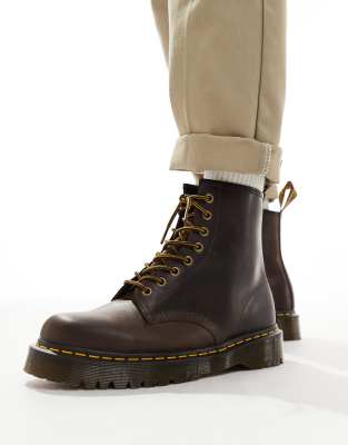 Dr. Martens' 1460 Bex 8 Eye Boots In Dark Brown Leather In Brown