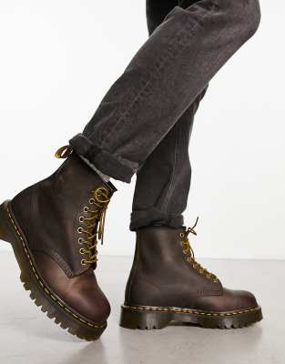 Dr Martens 1460 Bex 8 Eye Boots in Dark Brown Crazy Horse