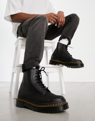 Dr Martens 1460 Bex double stitch 8 eye boots in black leather  - ASOS Price Checker