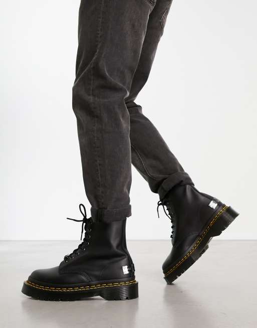 Dr Martens 1460 Bex double stitch 8 eye boots in black leather | ASOS