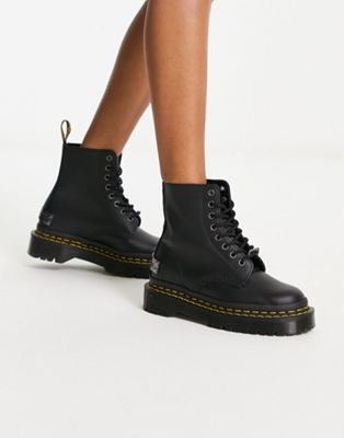 Dr Martens 1460 Bex double stitch 8 eye boots in black leather | ASOS