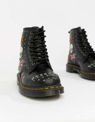 dr martens 1460 black leather rockabilly flat ankle boots