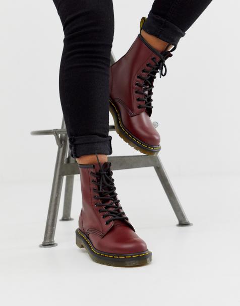 Dr Martens - 1460 - Bottes en cuir à 8 œillets - Cerise