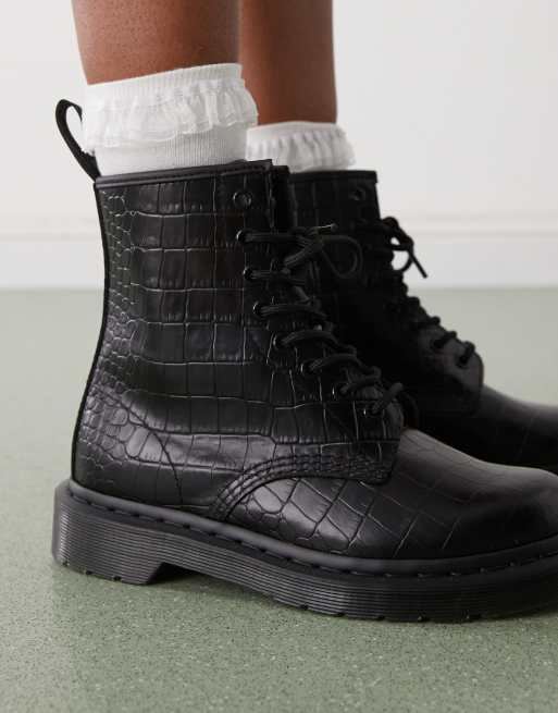 Dr. Martens 1460 Croco 8 Eye boots in black, 3 of 4