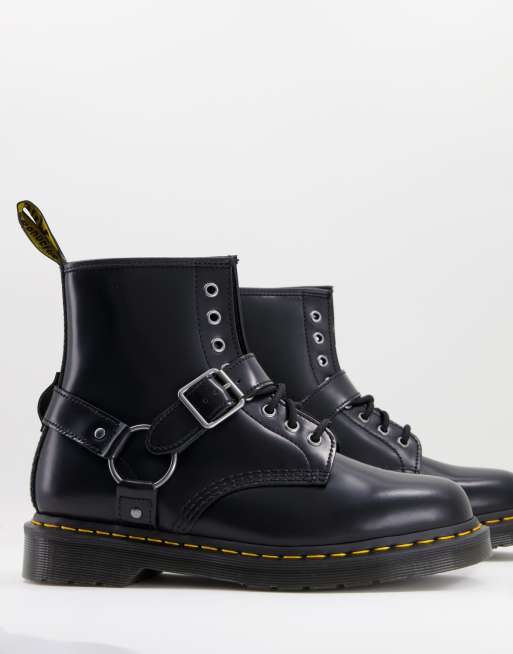 Dr Martens 1460 Harness 8-eye boots in black polished smooth