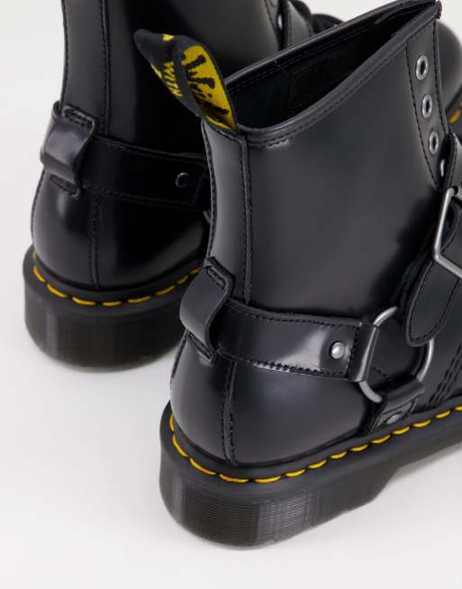 Dr Martens 1460 Harness 8-eye boots in black polished smooth