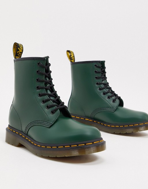 Dr Martens 1460 leather flat ankle boots in green