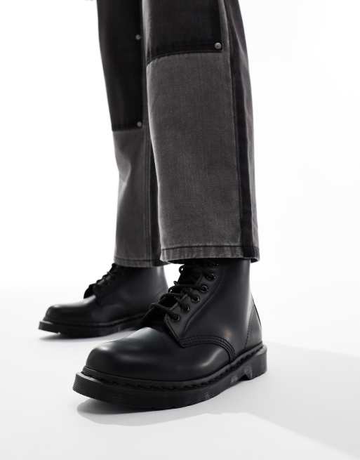 Dr Martens - 1460 Mono 8 - Sorte glatte støvler med snørehuller