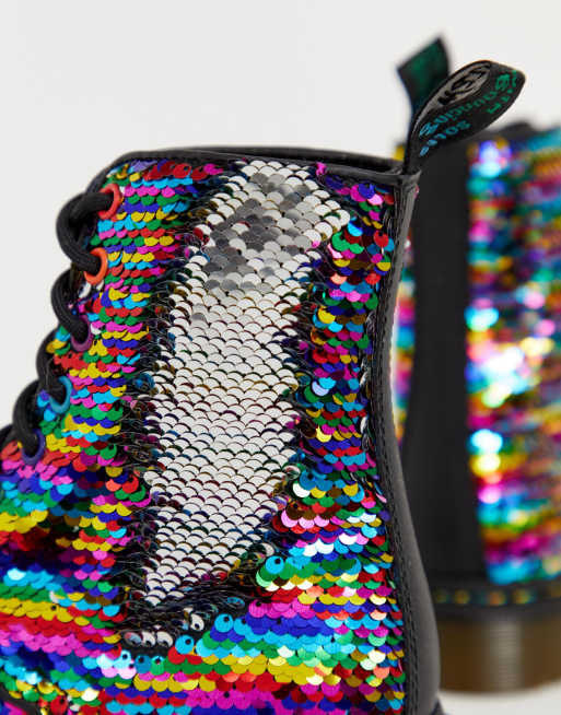 Dr Martens 1460 Pascal Anfibi con paillettes arcobaleno ASOS