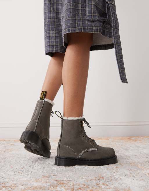 Dr Martens 1460 Pascal Bex boot with shearling lining in grey, 2 of 4