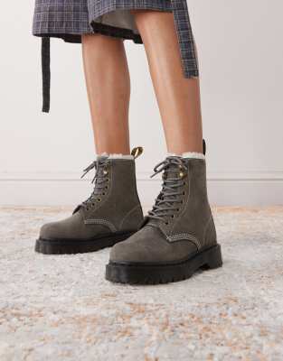 Dr. Martens - 1460 Pascal Bex - Stiefel in Grau mit Lammfellfutter