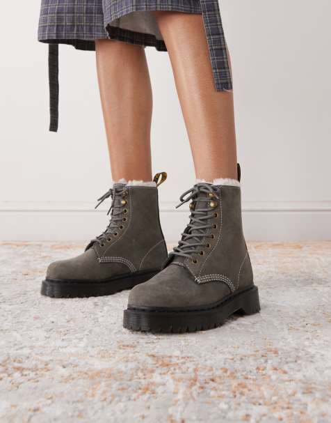 Dr Martens - 1460 Pascal Bex - Stivali grigi con interno in montone - view 1