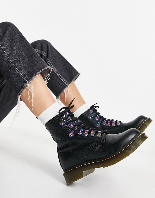 Dr Martens 1460 Pascal boots with iridescent hardware in black