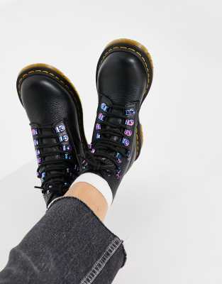 1460 iridescent hardware boots black