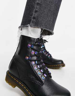 1460 iridescent hardware boots black