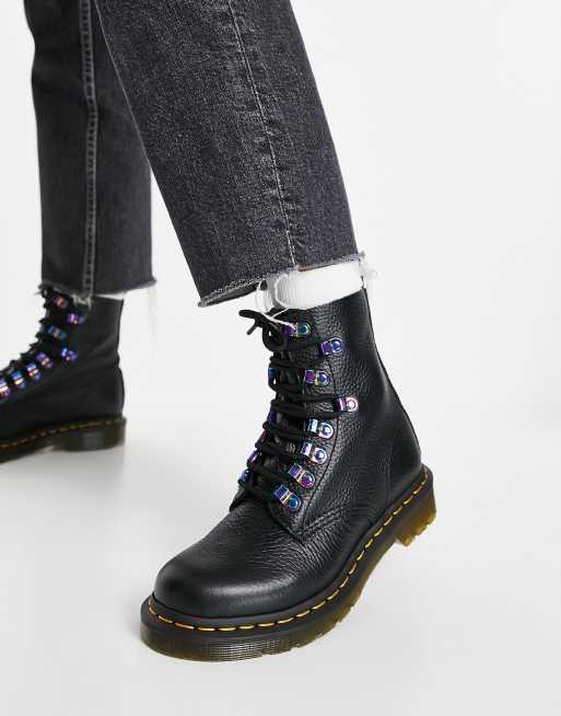 Dr Martens 1460 Pascal boots with iridescent hardware in black