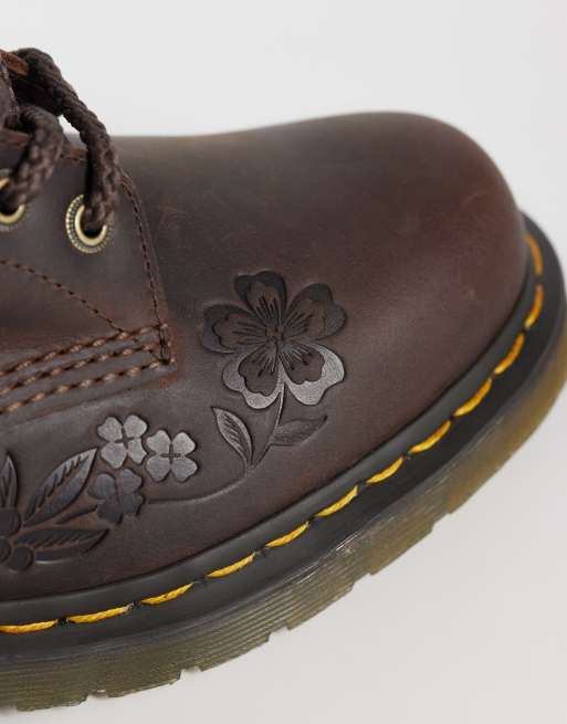 Dr Martens 1460 Pascal floral embossed 8-eye boots in dark brown, 4 of 4