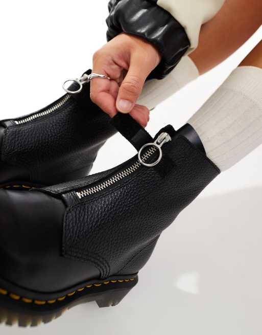 Dr Martens 1460 pascal front zip low boots in black leather ASOS