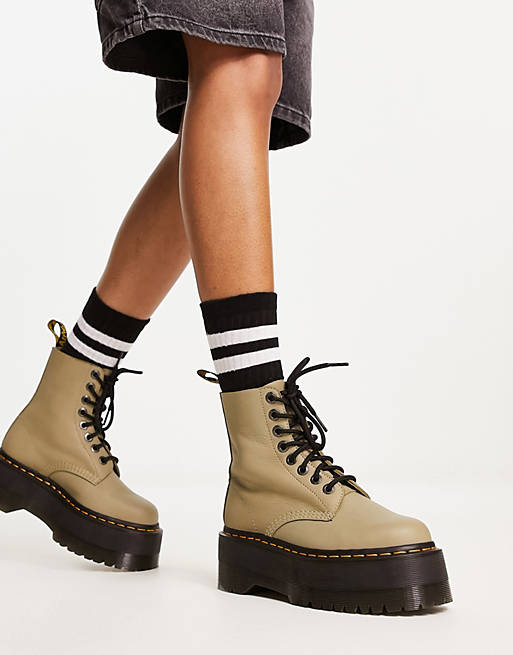 Exponer logo Antibióticos Dr Martens 1460 Pascal Max boot in pale olive | ASOS