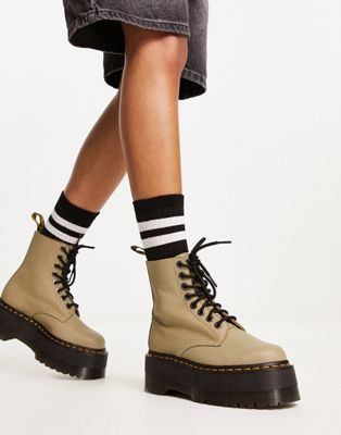 Dr Martens 1460 Pascal max boots in pale olive - ASOS Price Checker