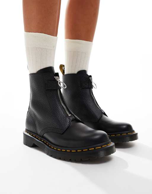 Dr Martens – 1460 Pascal – Stiefel aus schwarzem Leder mit niedrigem Schaft und Reißverschluss vorne, 2 von 4