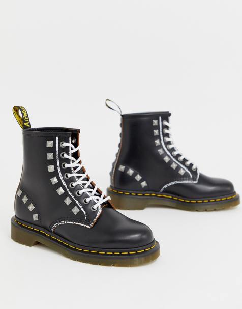 Dr Martens – 1460 – Schwarze Stiefeletten aus Leder mit Nieten