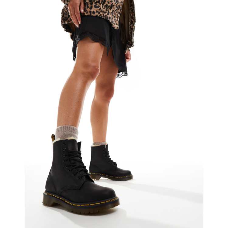 Dr Martens 1460 serena black wyoming boots in black leather ASOS