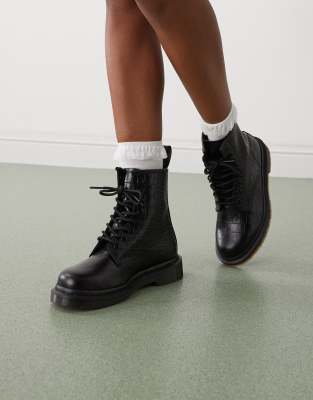 Dr. Martens Stivali 1460 Pelle Goffrata Stile Coccodrillo Nero Donna Taglia 36 - Immagine 4