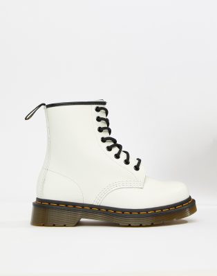 dr martens 1460 white leather flat ankle boots
