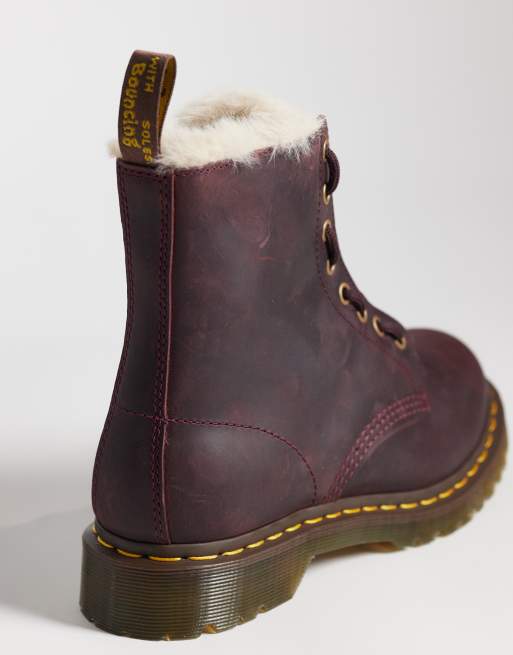 Dr Martens 1460 zip crazy horse leather boots in cherry red, 4 of 4