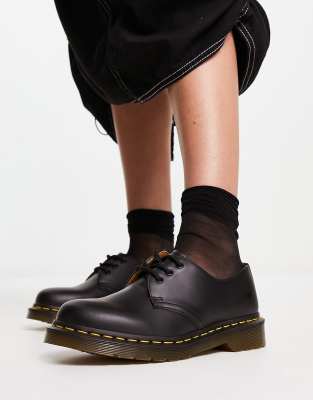 Dr Martens 1461 3-eye gibson flat shoes in black | ASOS