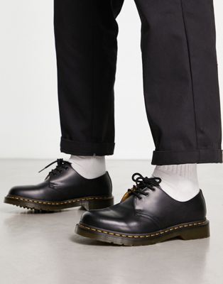 Dr Martens 1461 3-eye gibson flat shoes in black - ASOS Price Checker