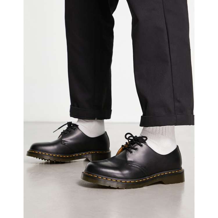 Dr Martens 1461 3-eye Gibson flat shoes in black | ASOS