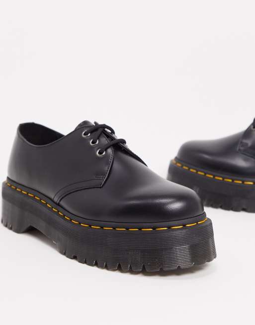 Dr Martens – 1461 3 eye quad – Svarta skor med platåklack, 2 av 4